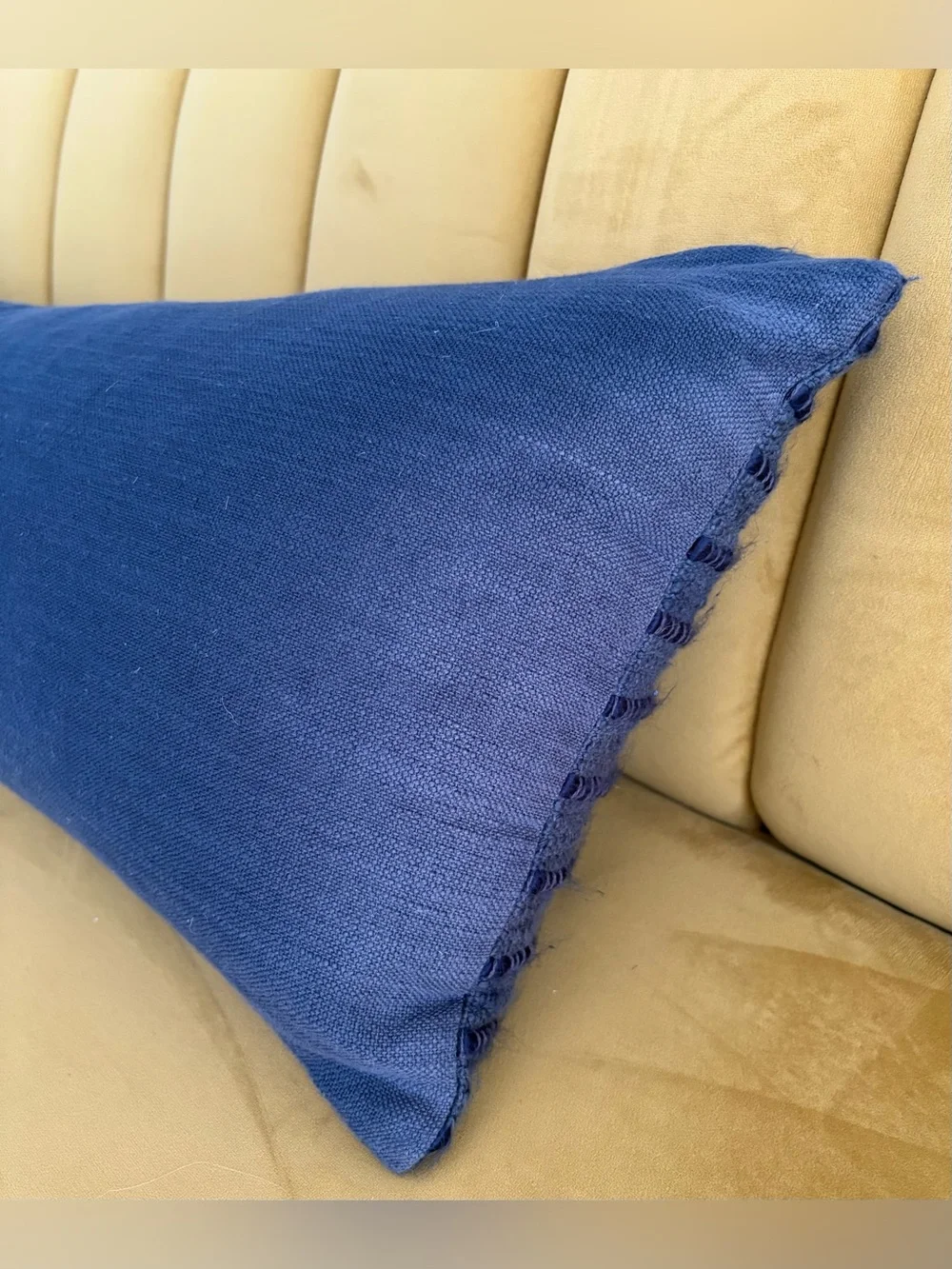 Williams Sonoma 12x48 Navy Blue Lumbar Pillow with Synthetic Down Insert